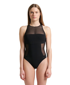 Women Arena Mesh Panels Swimsuit Close Back