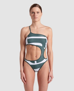Women Arena Logo  Swimsuit Single Shoulder
