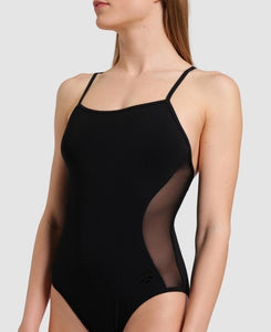 Women Arena Mesh Panels Swimsuit Close Back
