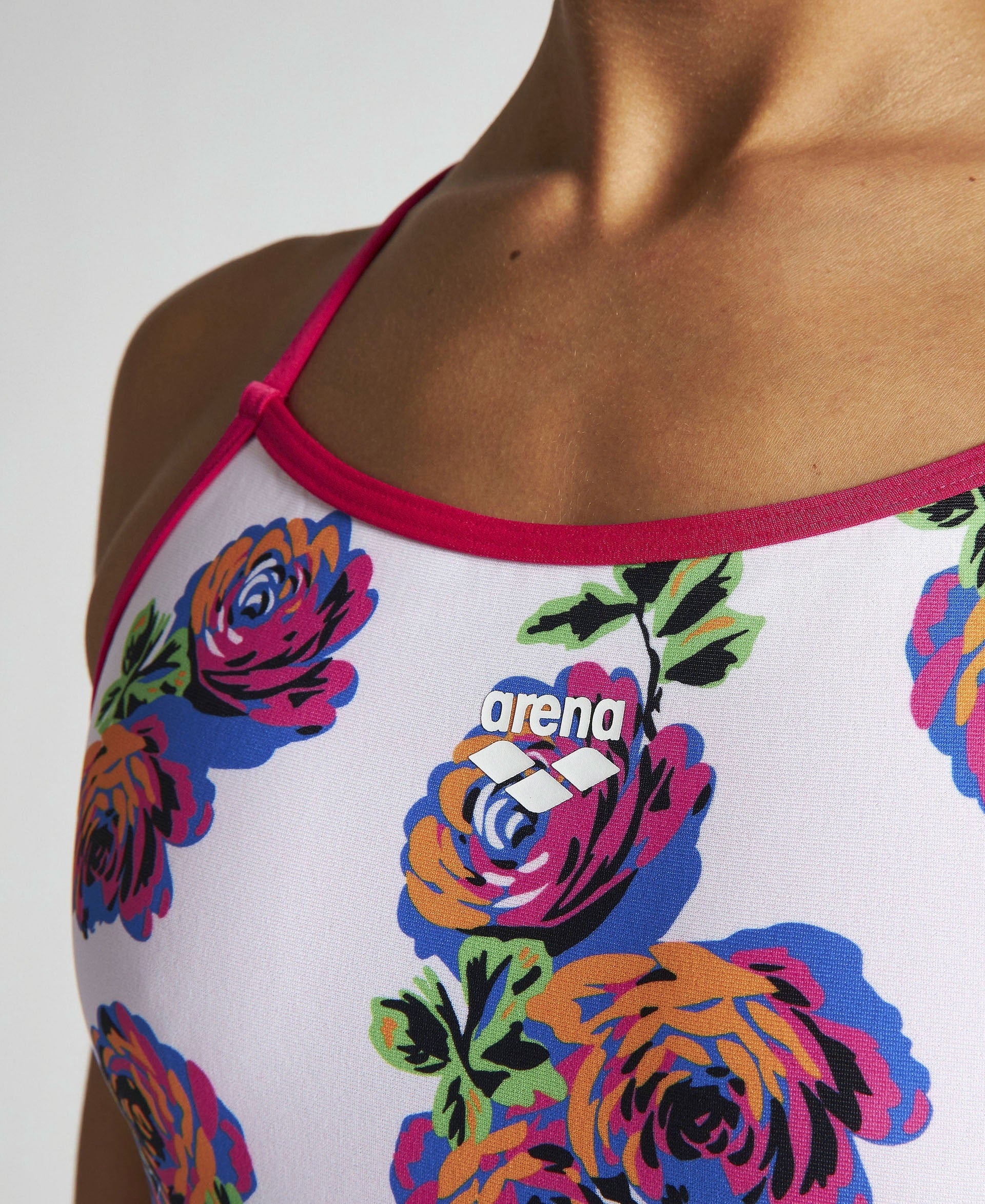 Women Roses Lace Back One Piece