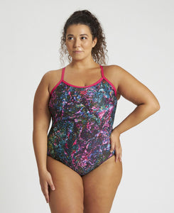 WOMEN MOUNTAINS TEXTURE LIGHT DROP BACK ONE PIECE PLUS